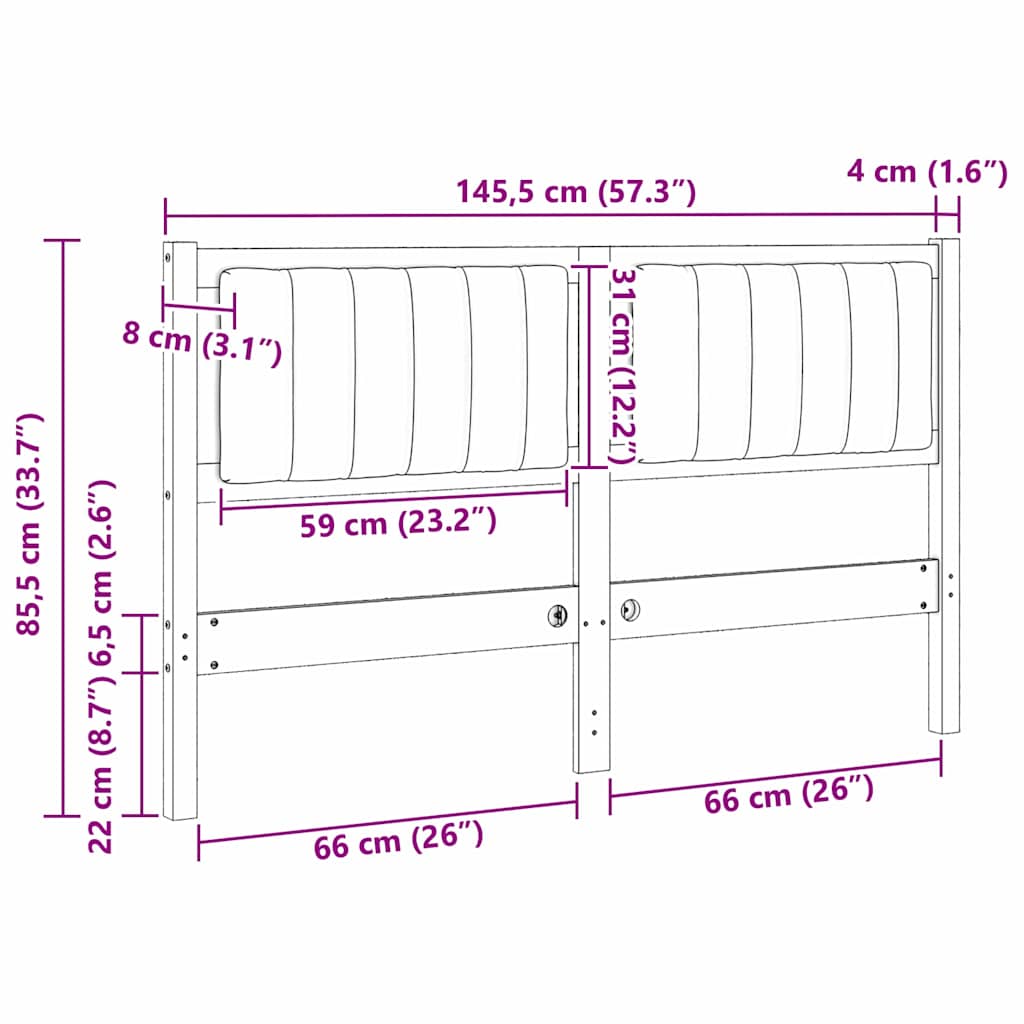 Tapecirani uzglavlje Smeđa 140 cm Čvrsto borovo drvo