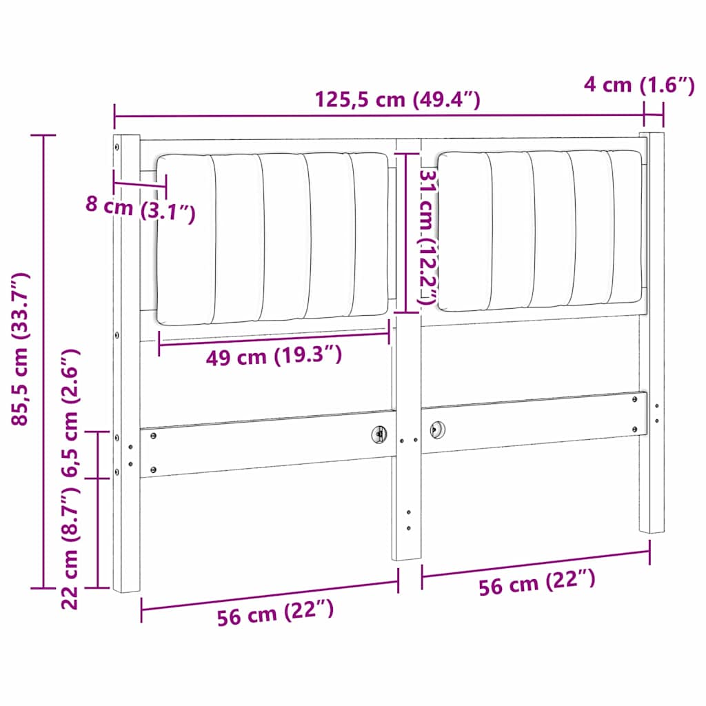 Tapecirani uzglavlje Smeđa 120 cm Čvrsto borovo drvo