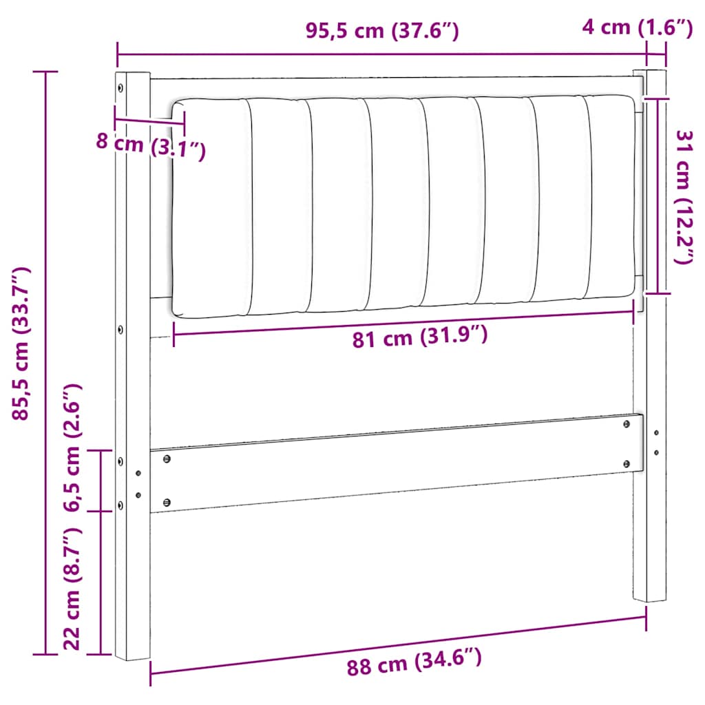 Tapecirani uzglavlje Bijelo 90 cm Čvrsto borovo drvo