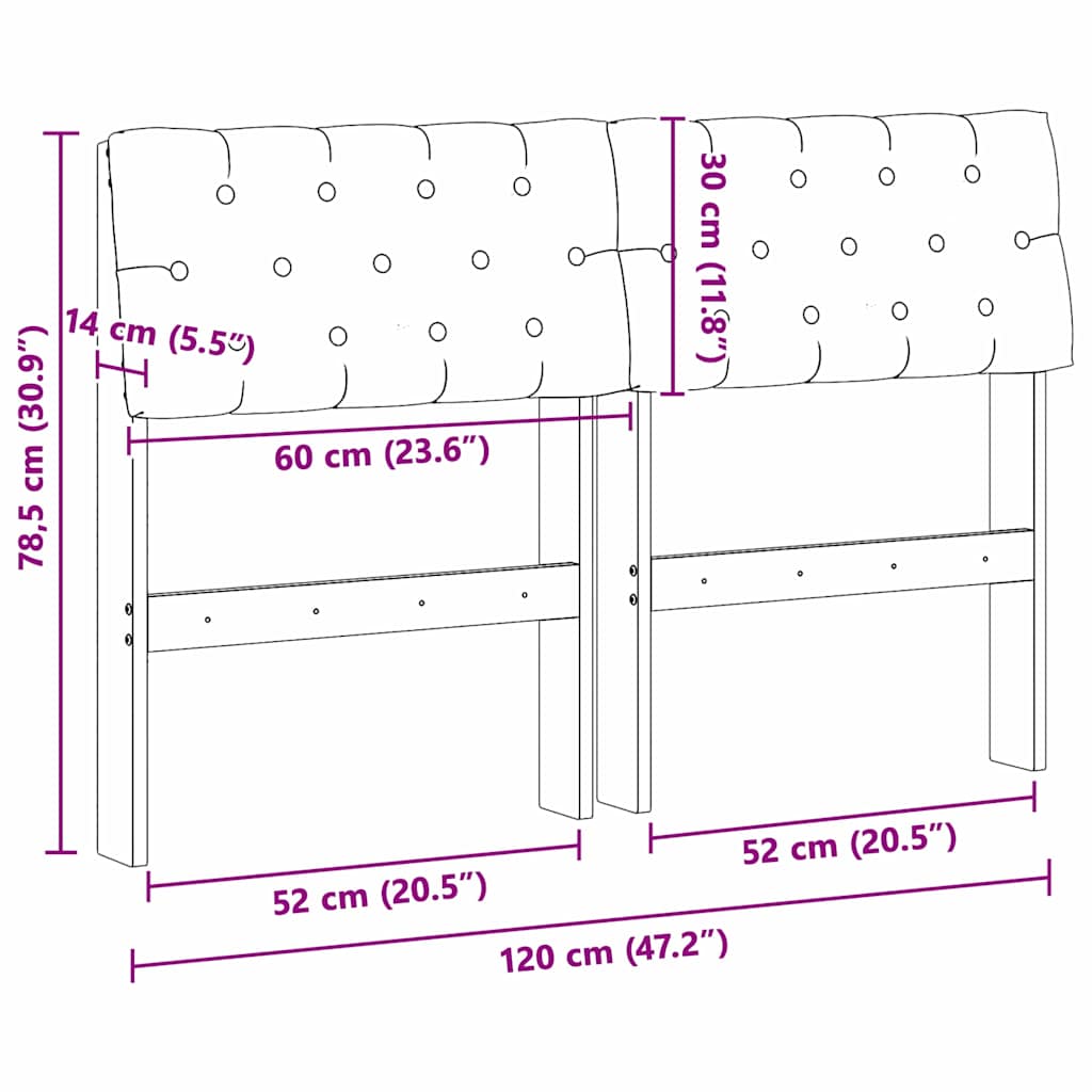 Tapecirani uzglavlje Crna 120 cm Čvrsto borovo drvo