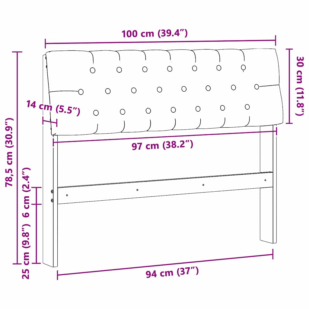 Tapecirani uzglavlje Sivo-smeđa 100 cm Čvrsto borovo drvo