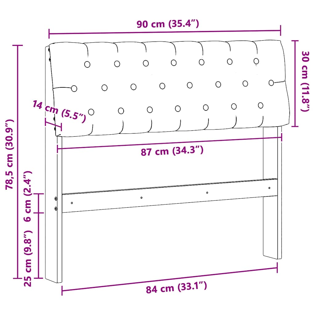 Tapecirani uzglavlje Tamno siva 90 cm Čvrsto borovo drvo
