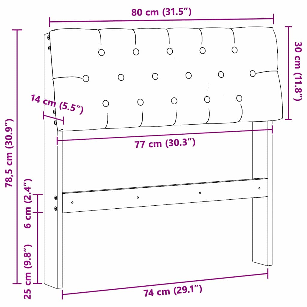 Tapecirani uzglavlje Tamno siva 80 cm Čvrsto borovo drvo