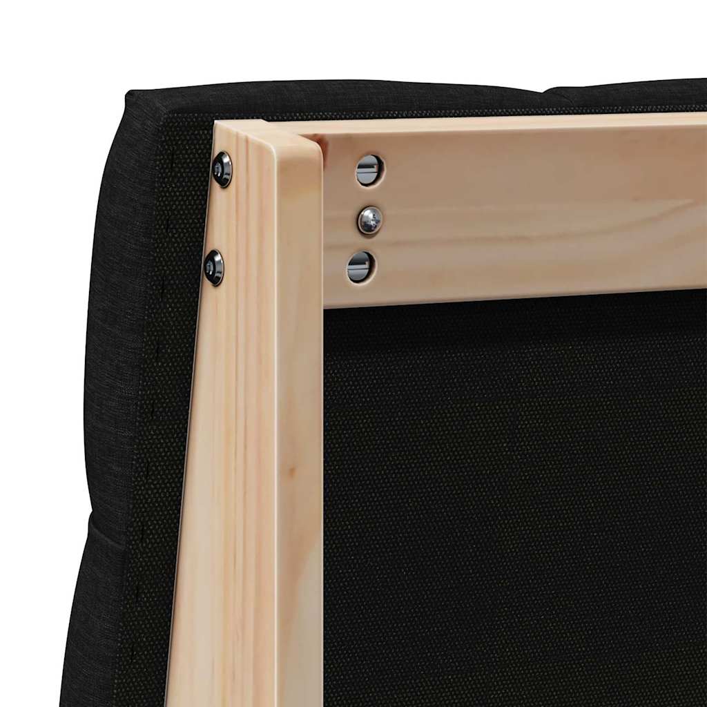 Tapecirani uzglavlje Crna 75 cm Čvrsto borovo drvo