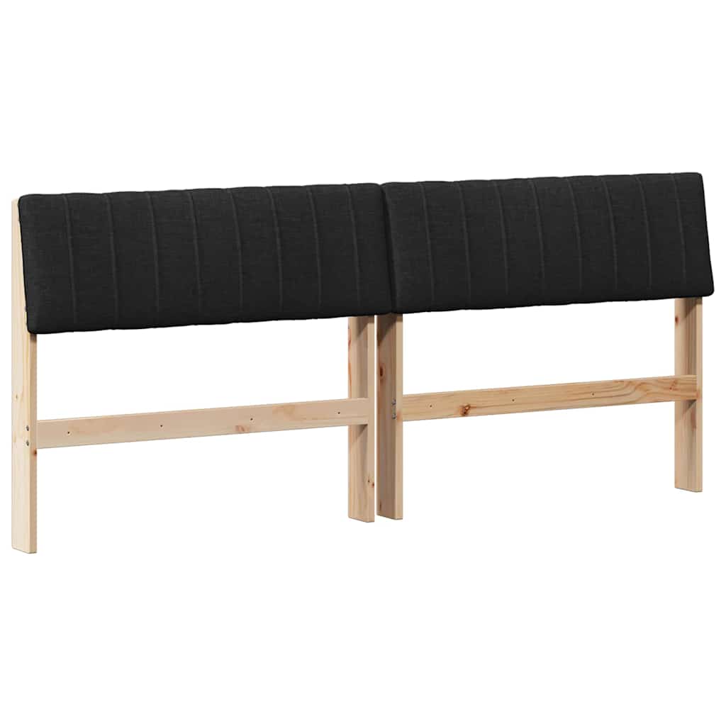 Tapecirani uzglavlje Crna 180 cm Čvrsto borovo drvo