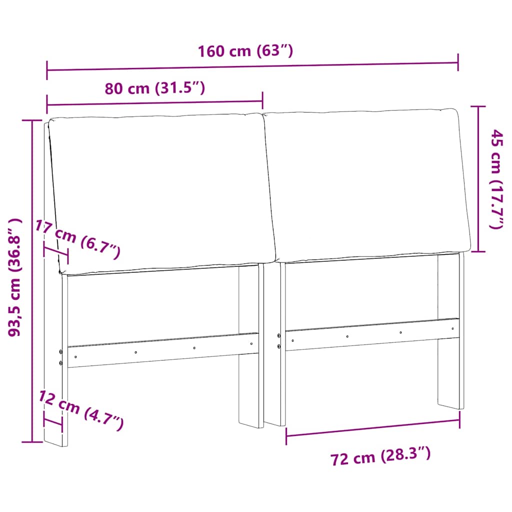 Tapecirani uzglavlje Sivo-smeđa 160 cm Čvrsto borovo drvo