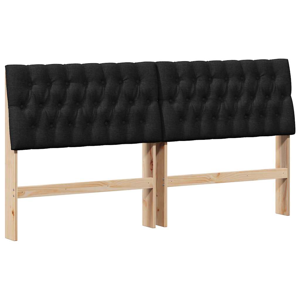 Tapecirani uzglavlje Crna 180 cm Čvrsto borovo drvo