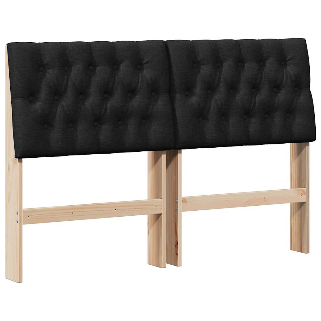Tapecirani uzglavlje Crna 150 cm Čvrsto borovo drvo
