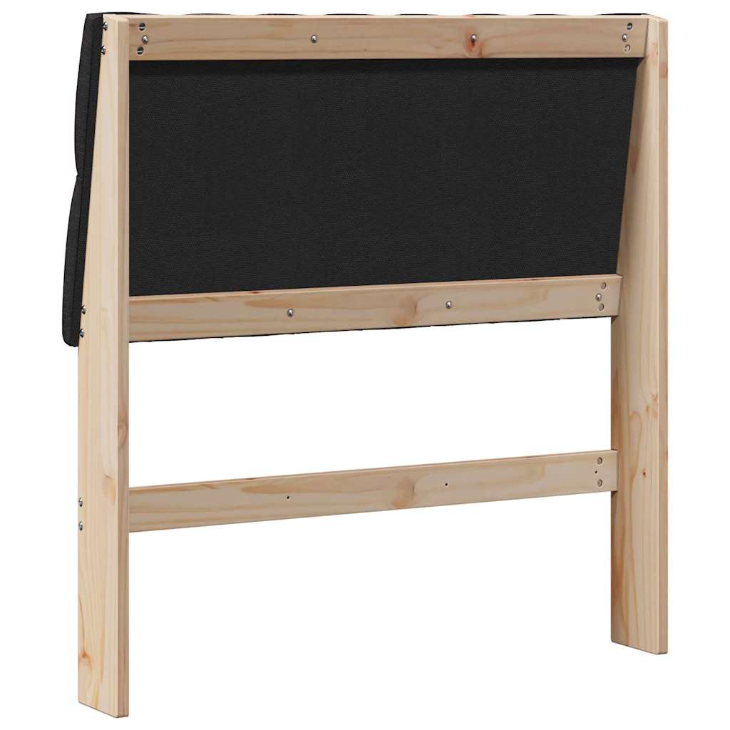 Tapecirani uzglavlje Crna 90 cm Čvrsto borovo drvo
