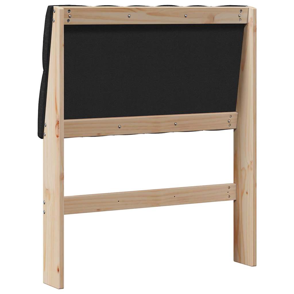 Tapecirani uzglavlje Crna 80 cm Čvrsto borovo drvo