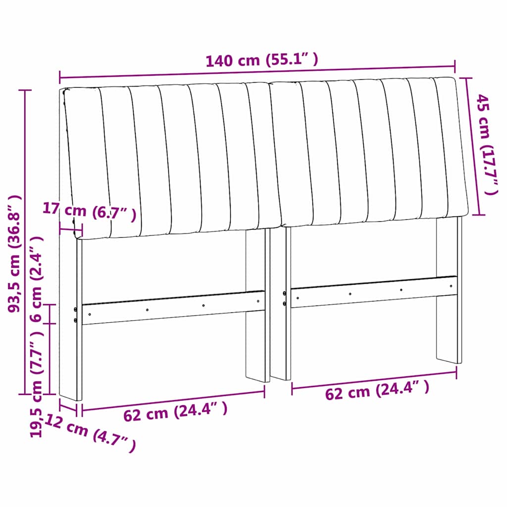 Tapecirani uzglavlje Sivo-smeđa 140 cm Čvrsto borovo drvo