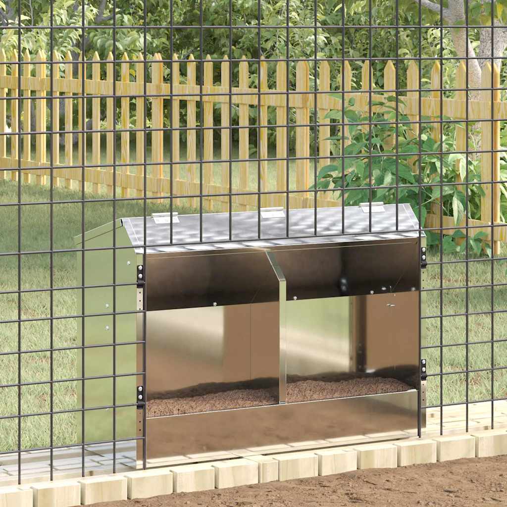 Hranilica za zečeve Srebrno 64.5 x 25.5 x 45.5 cm Cinkani čelik