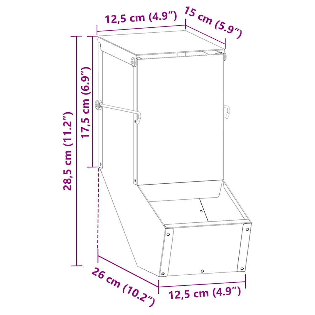 Hranilica za zečeve Srebrno 12,5 x 26 x 28,5 cm Cinkani čelik