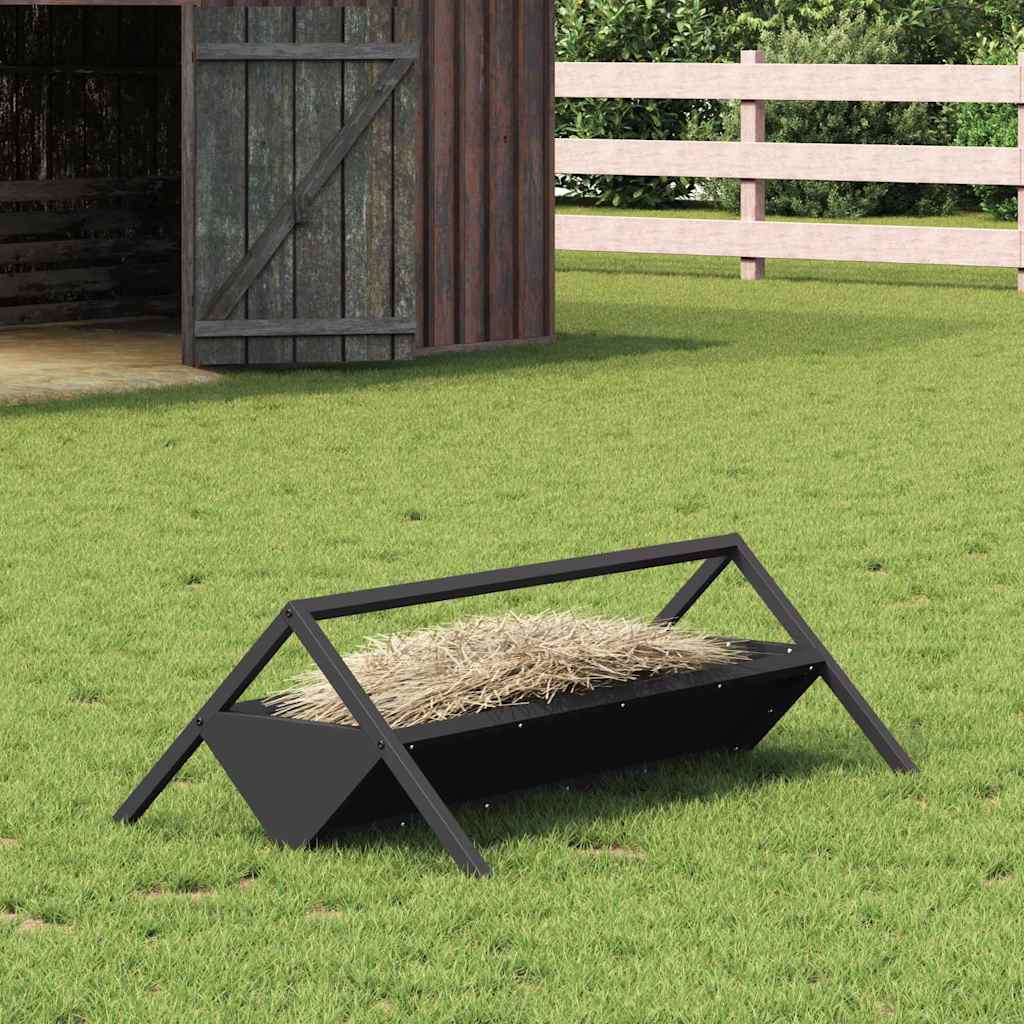 Hranilica za stoku Crna 111 x 76 x 38 cm Hladno valjani čelik