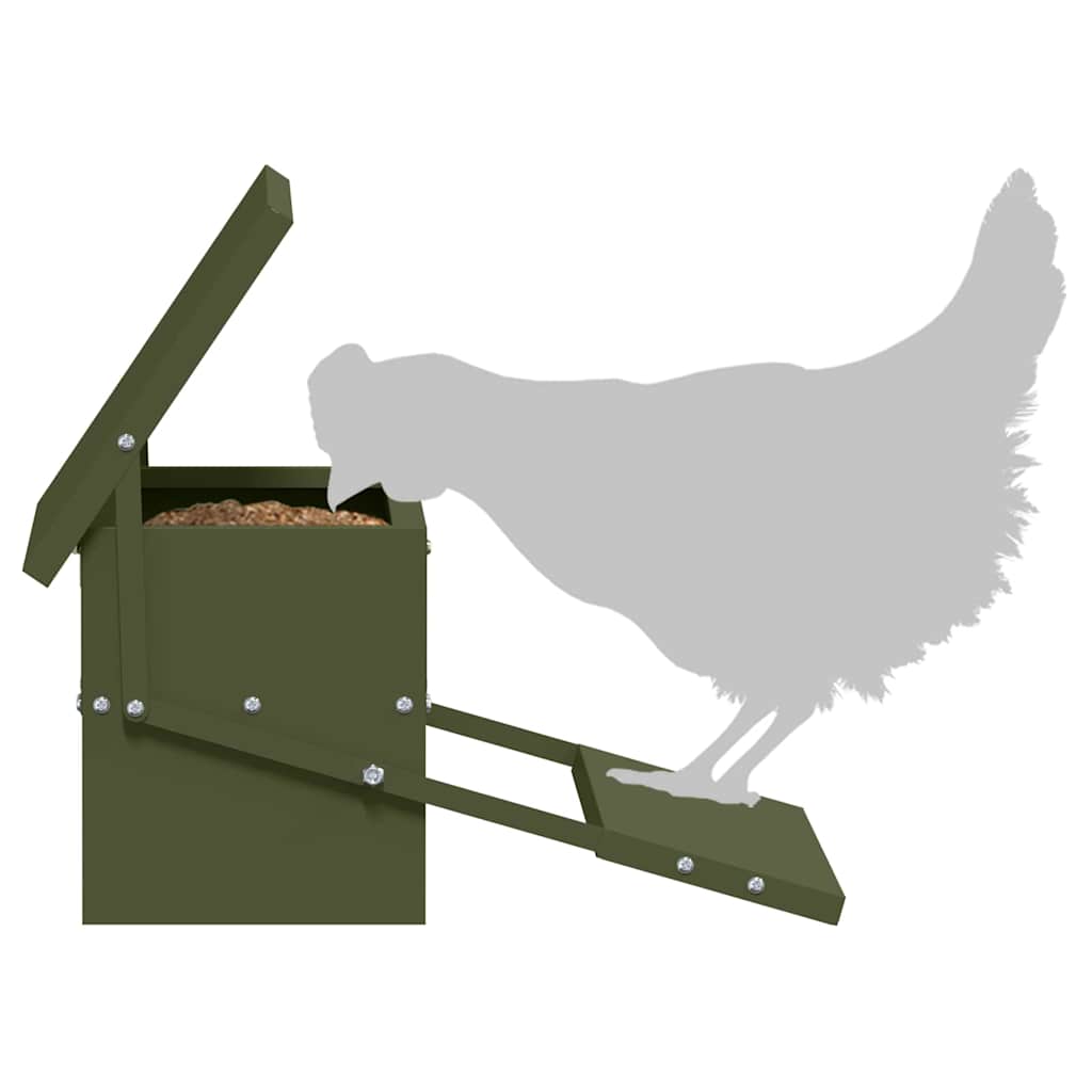 Feeder s nogom za piliće Maslinasto zelena 48,5 x 39,5 x 19 cm
