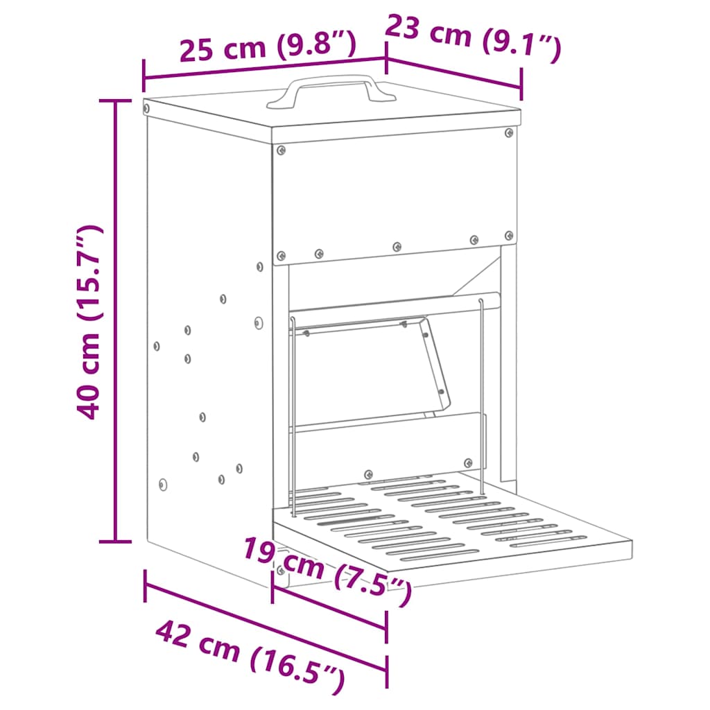 Feeder s nogom za piliće Crna 25 x 42 x 40 cm