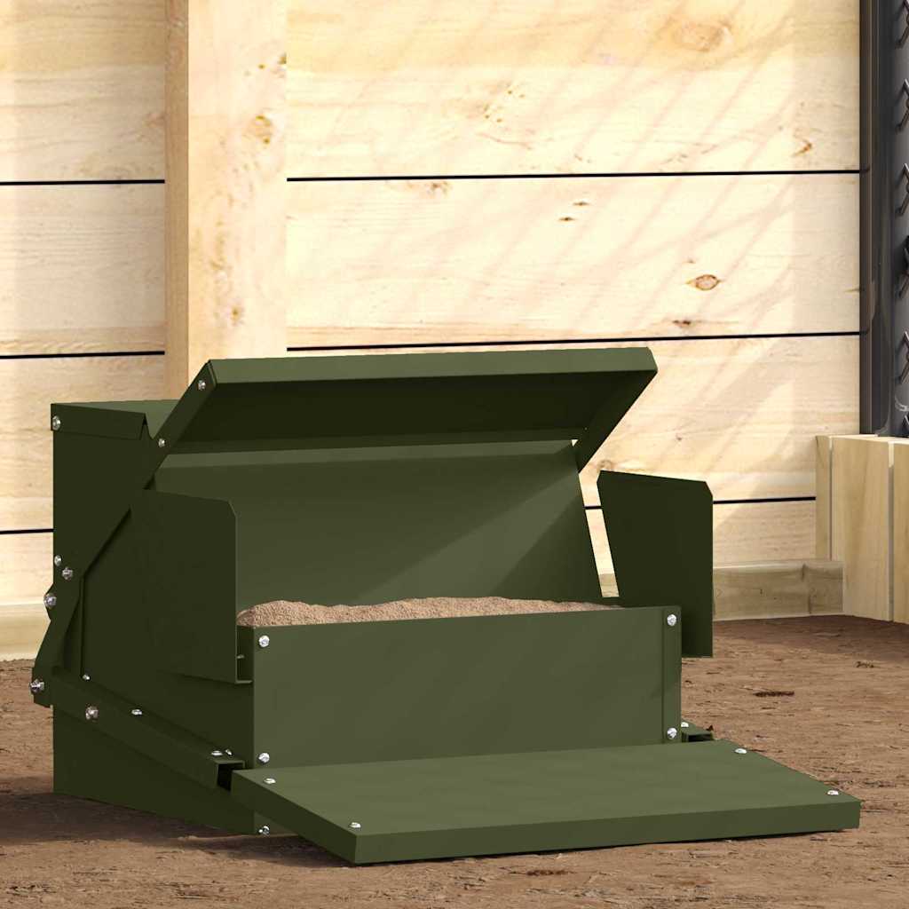 Feeder s nogom za piliće Maslinasto zelena 50 x 40 x 29 cm