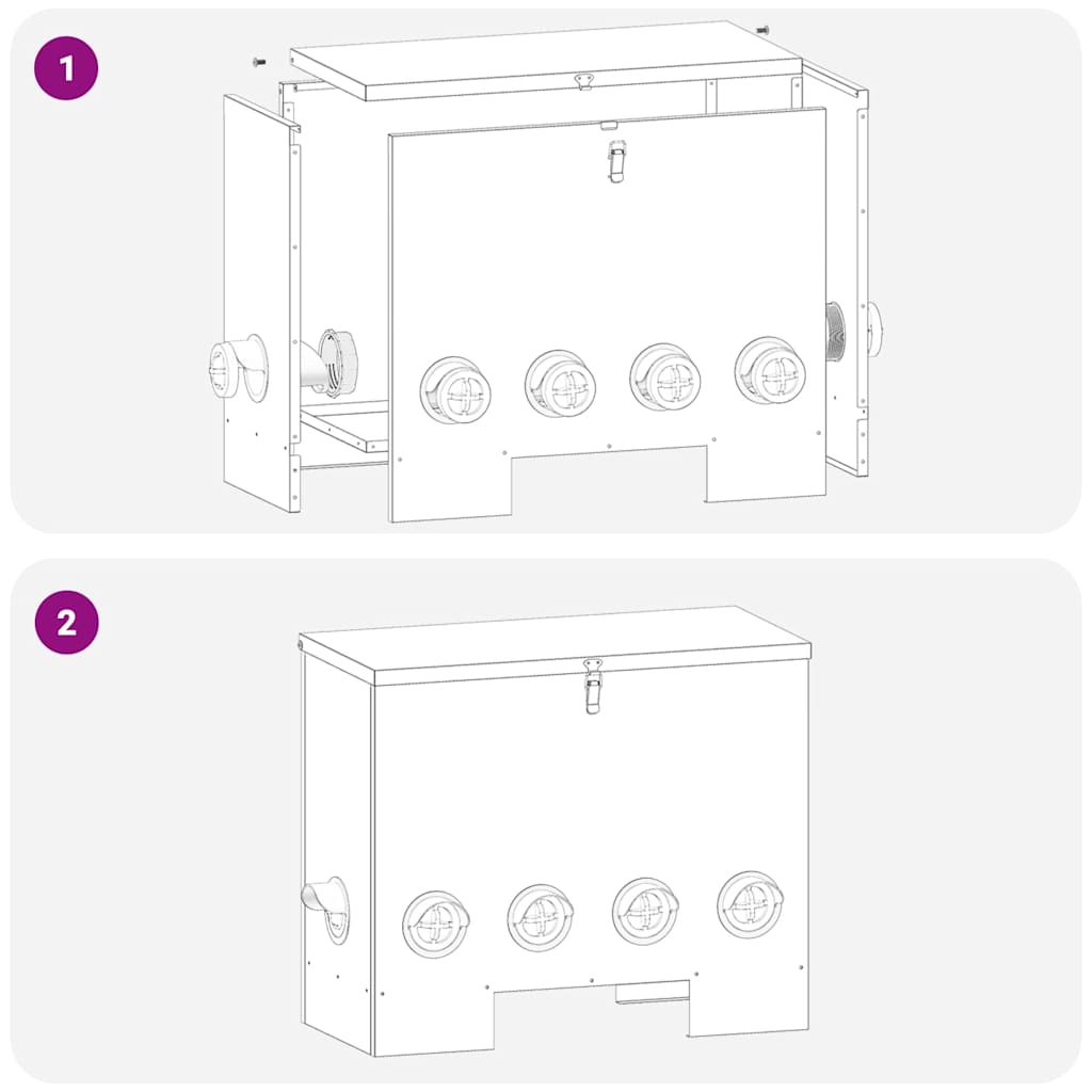 Hranilica za piliće 2 pcs Srebrno 60,5 x 29 x 51 cm