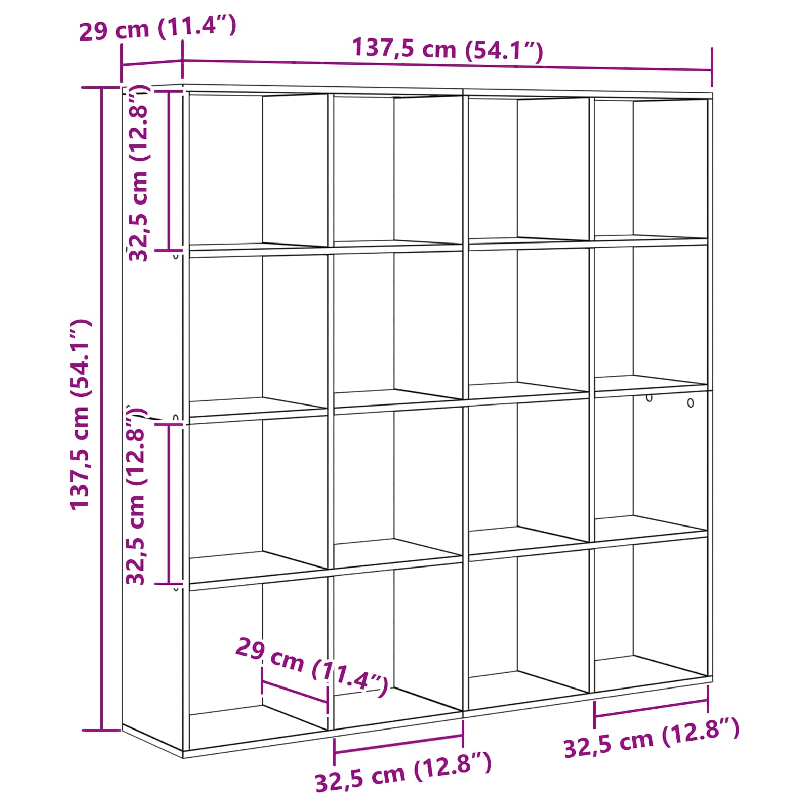 Ormarić za knjige Crni hrast 137,5 x 29 x 137,5 cm