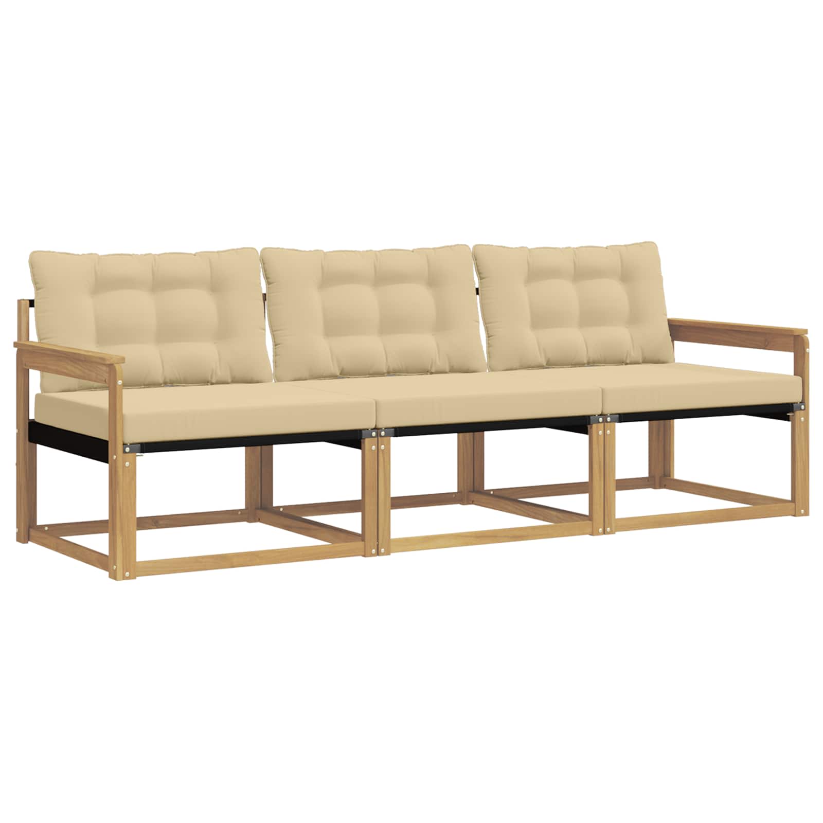 Set vanjskih sofa s jastukom 3 pcs Bijela i bež