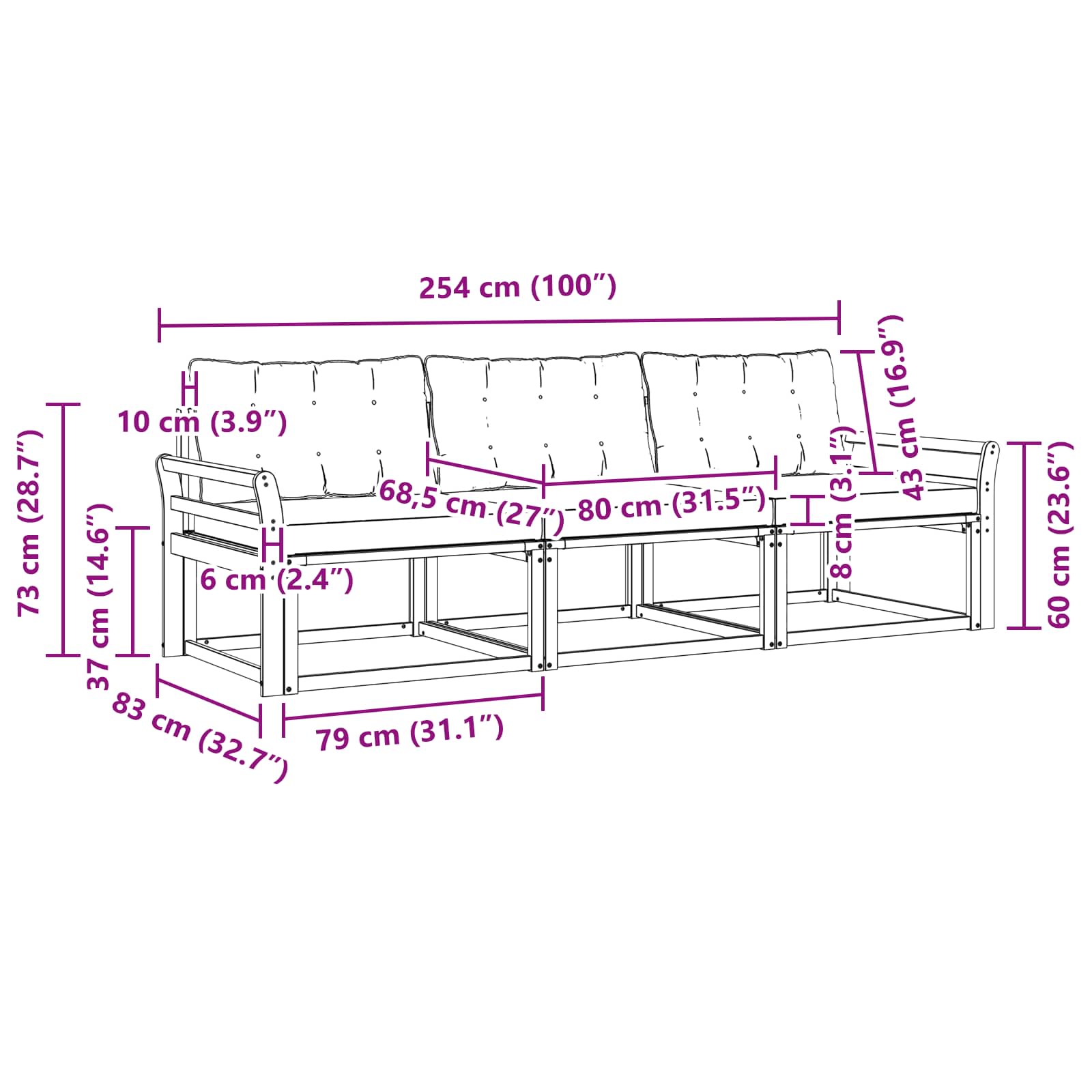 Set vanjskih sofa s jastukom 3 pcs Bijela i krem