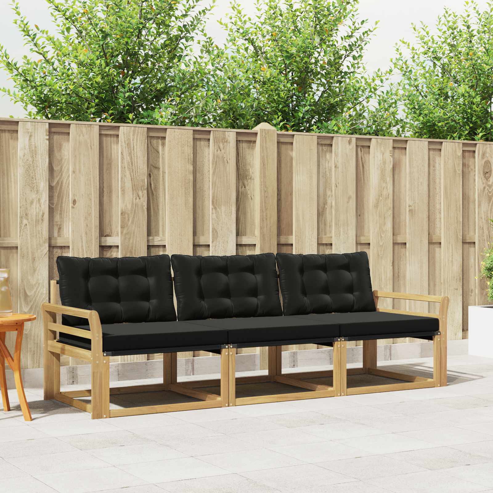 Set vanjskih sofa s jastukom 3 pcs Bijela i crna