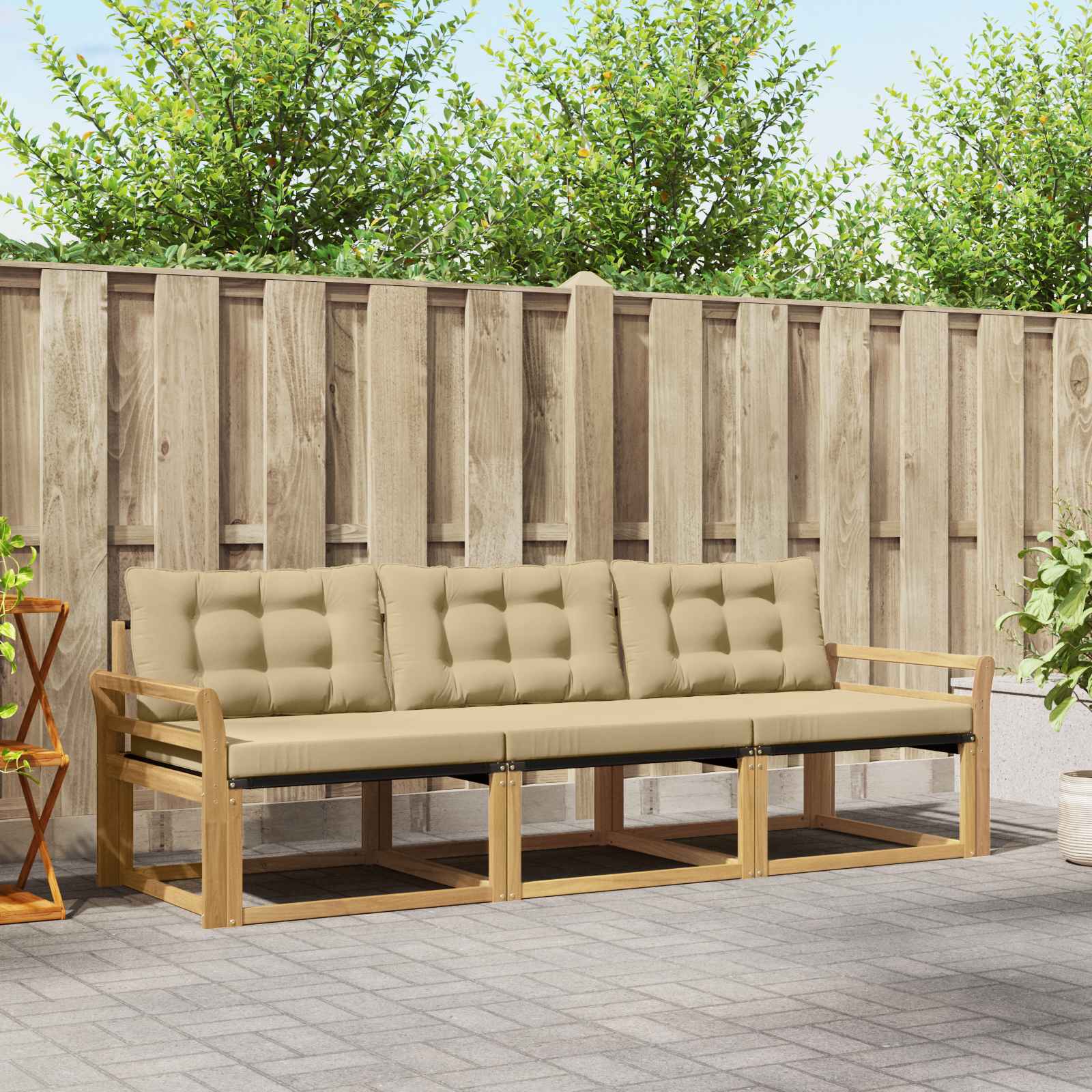 Set vanjskih sofa s jastukom 3 pcs Bijela i bež