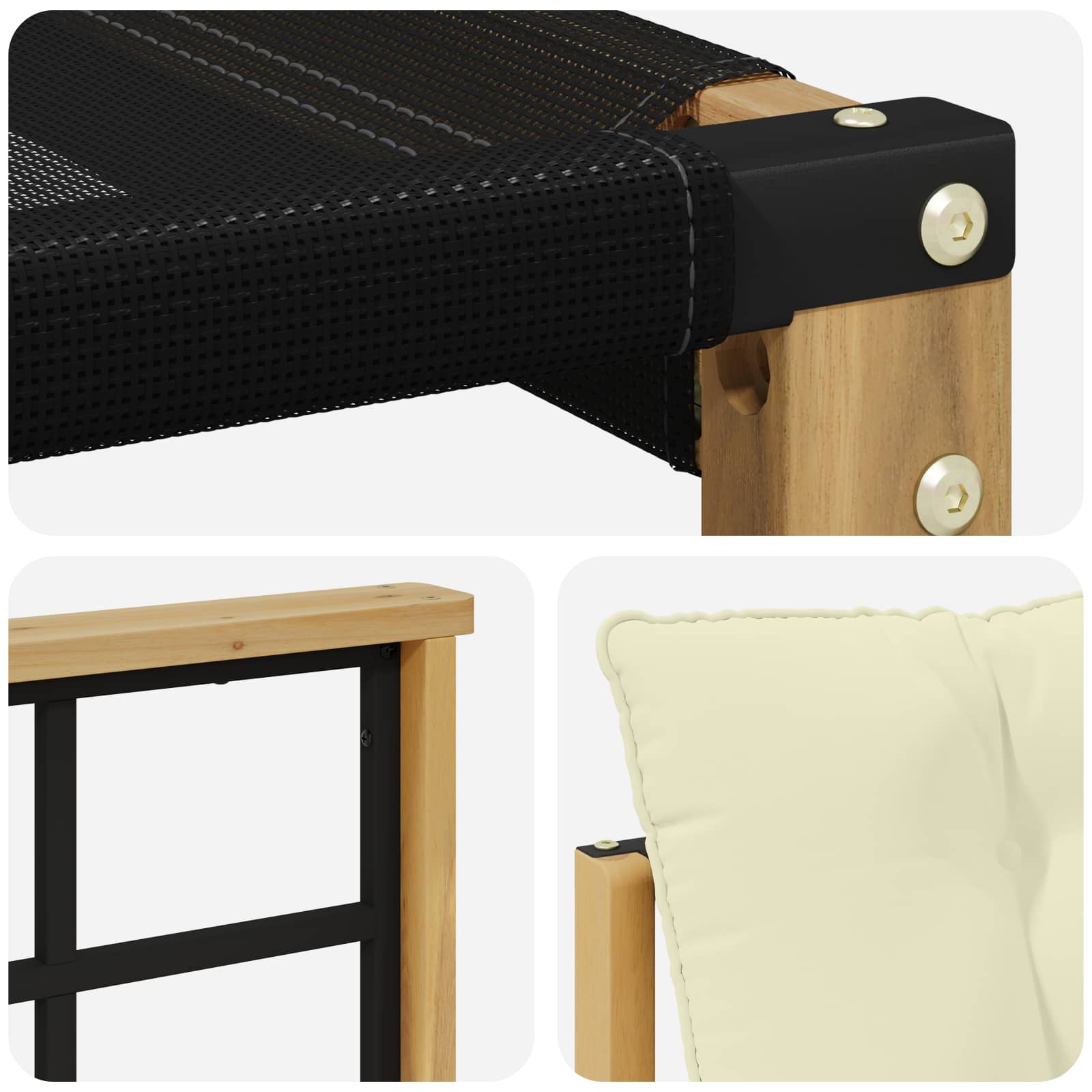 Set vanjskih sofa s jastukom 3 pcs Bijela i krem