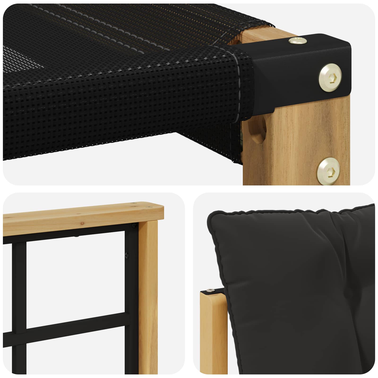 Set vanjskih sofa 3 kom. Bijela i crna