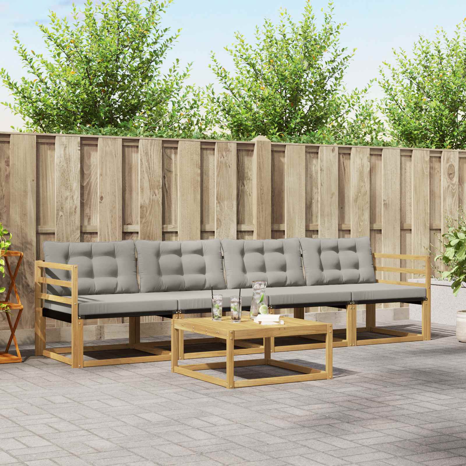 Set vanjskih sofa 5 pcs Bijela i svjetlosiva 79 x 79 x 37 cm