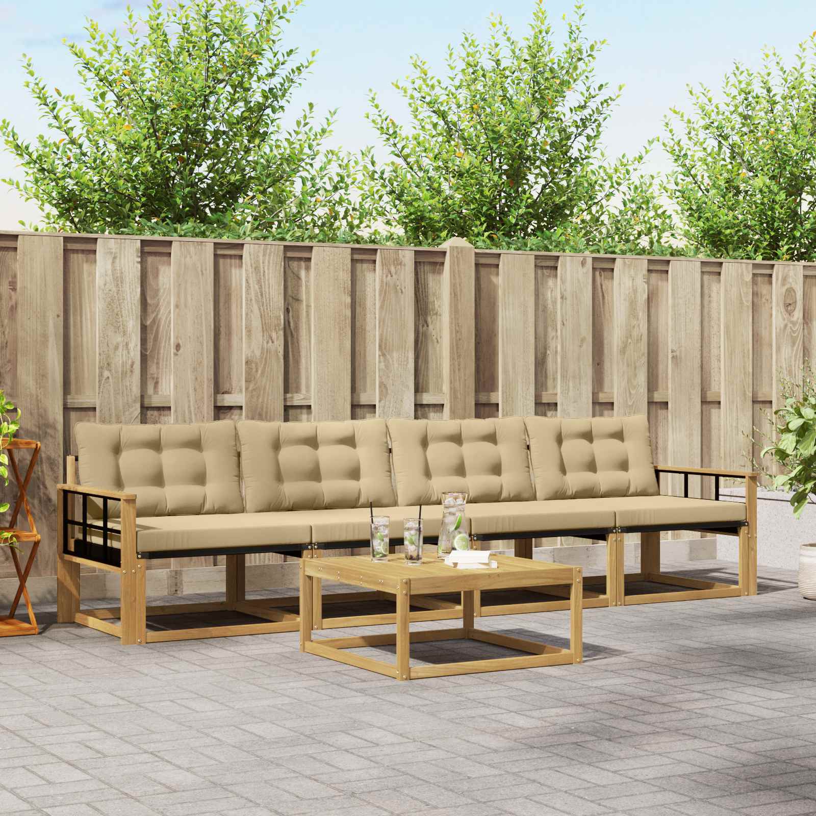 Set vanjskih sofa 5 pcs Bijela i bež 79 x 79 x 37 cm