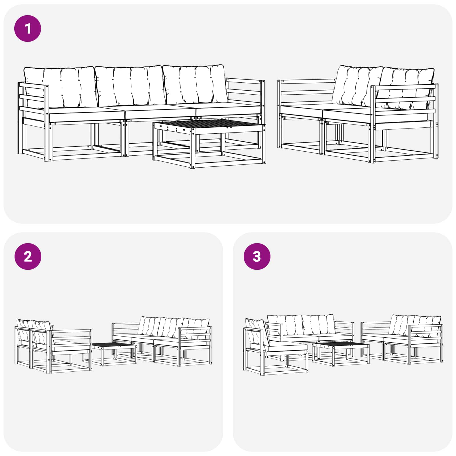 Set vanjskih sofa 6 pcs Bijela i svjetlosiva 79 x 79 x 37 cm