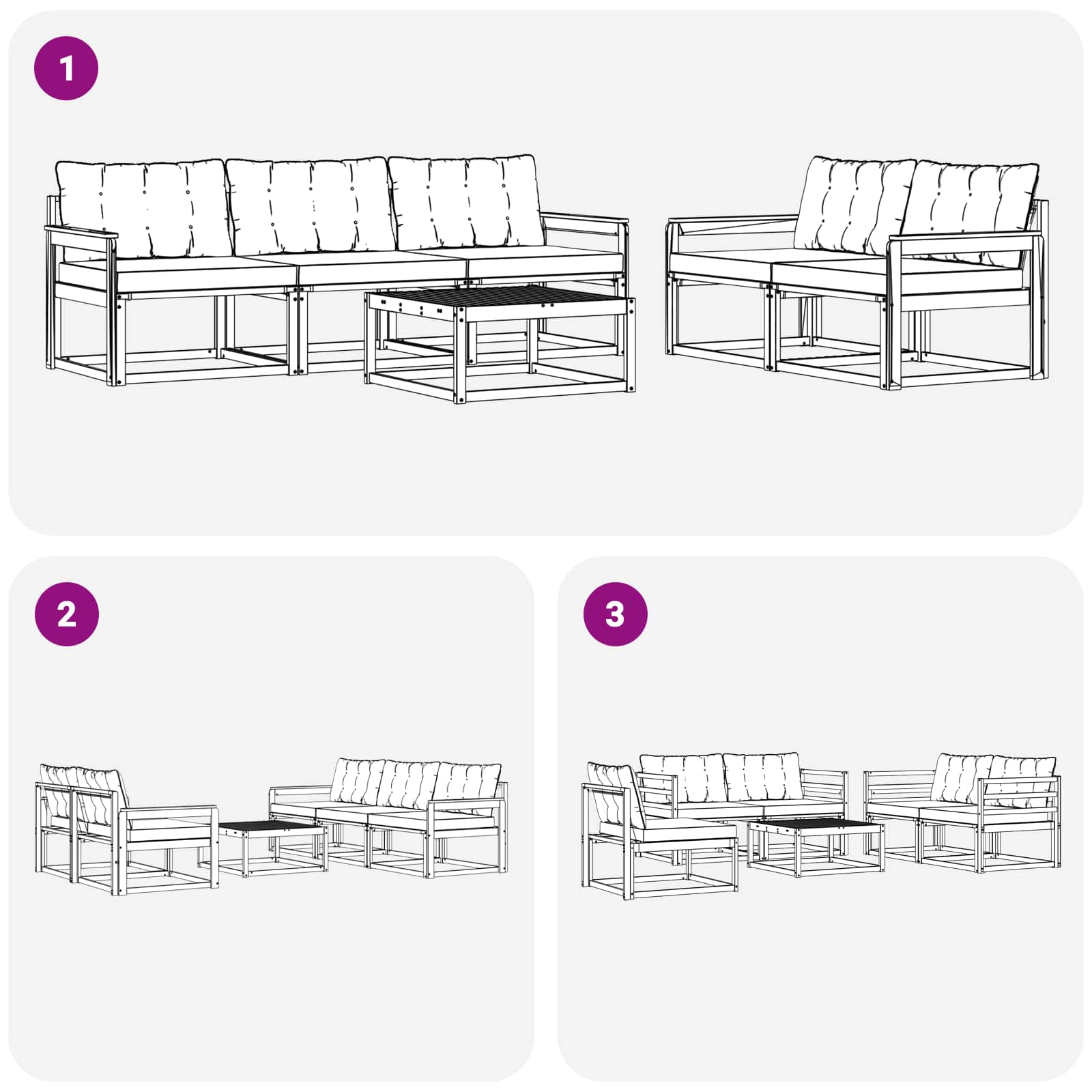 Set vanjskih sofa 6 pcs Bijela i svjetlosiva 79 x 79 x 37 cm