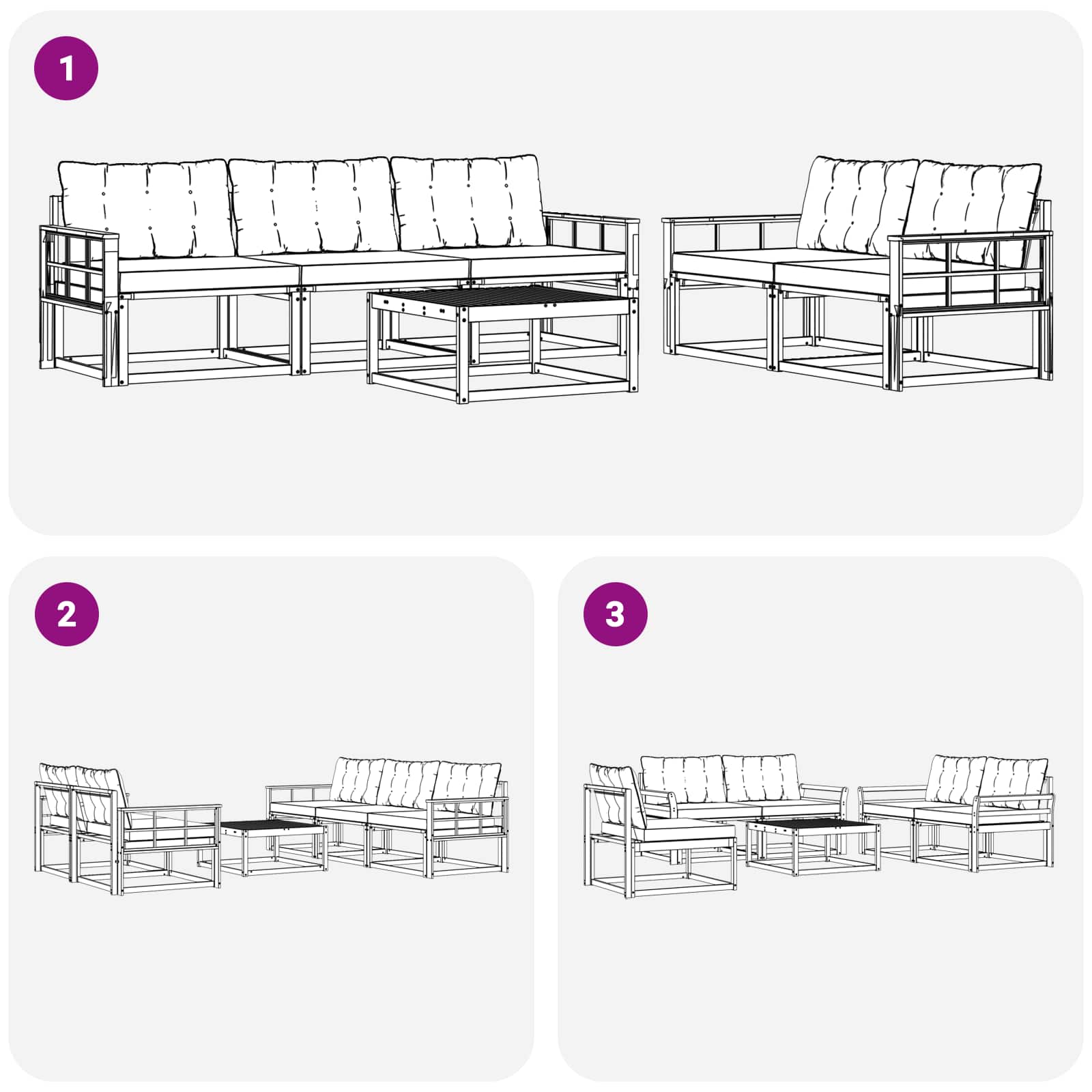 Set vanjskih sofa 6 pcs Bijela i bež 79 x 79 x 37 cm