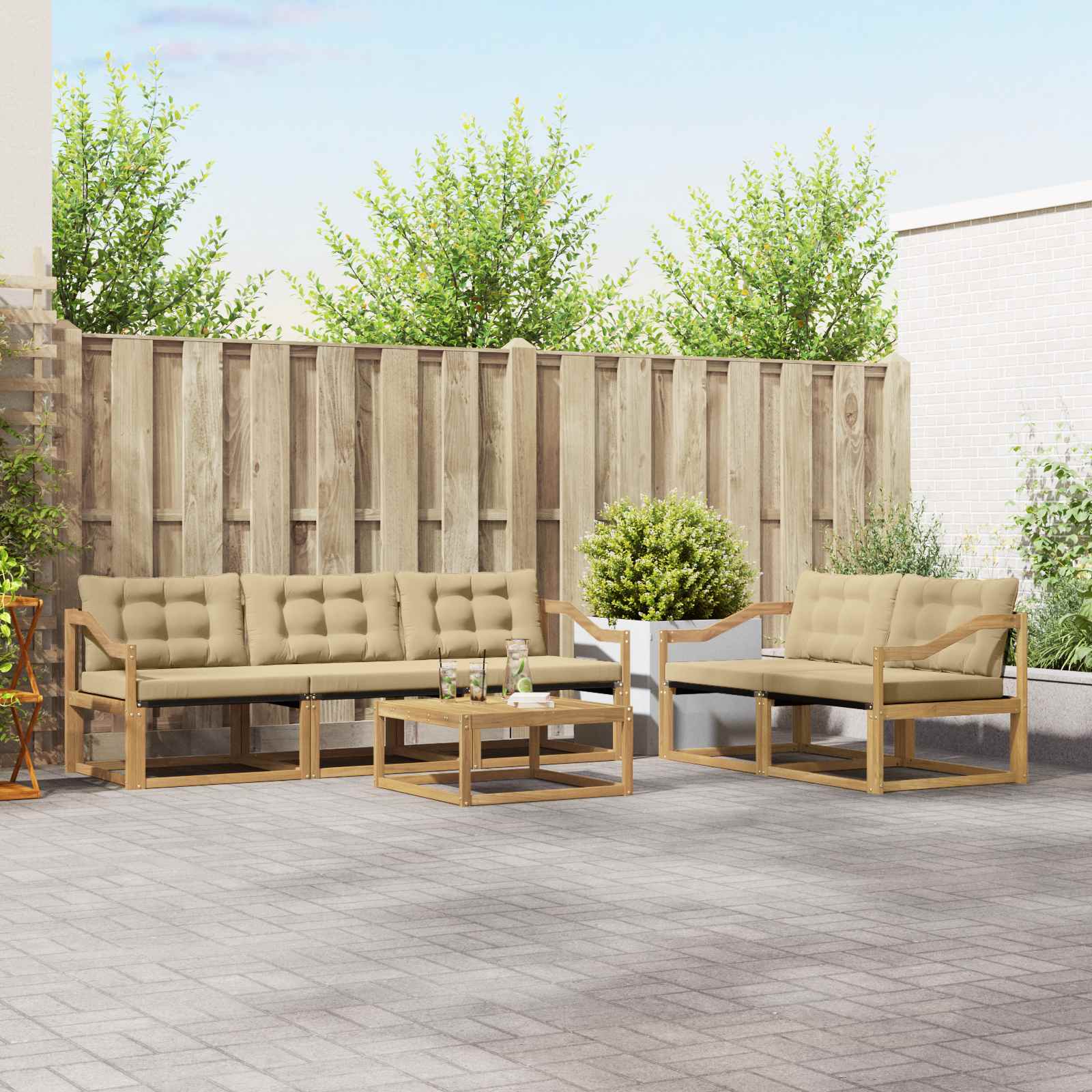 Set vanjskih sofa 6 pcs Bijela i bež 79 x 79 x 37 cm