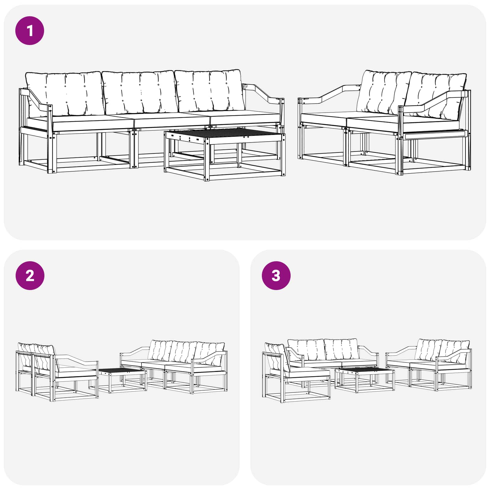 Set vanjskih sofa 6 pcs Bijela i bež 79 x 79 x 37 cm
