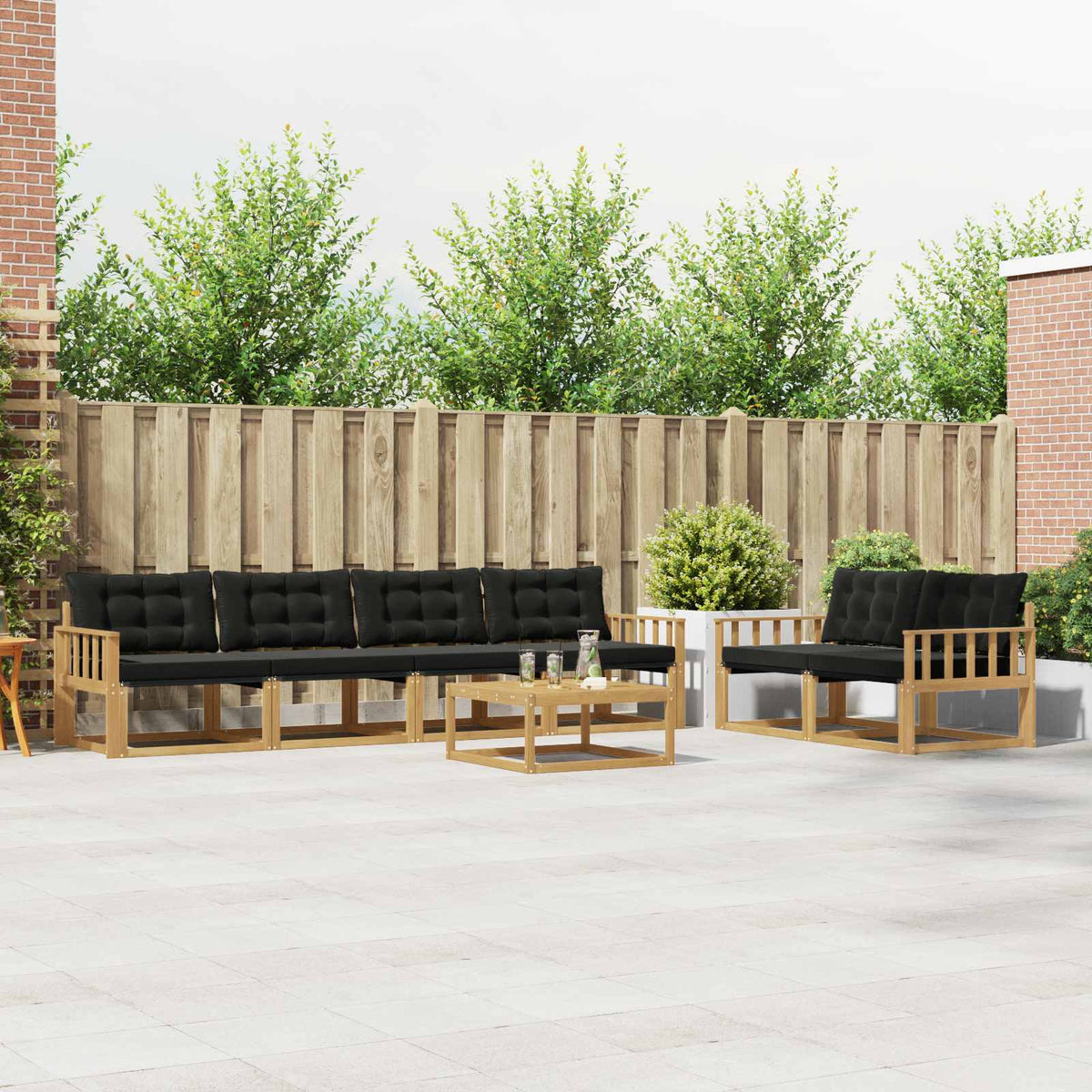 Set vanjskih sofa 7 kom. Bijela i crna