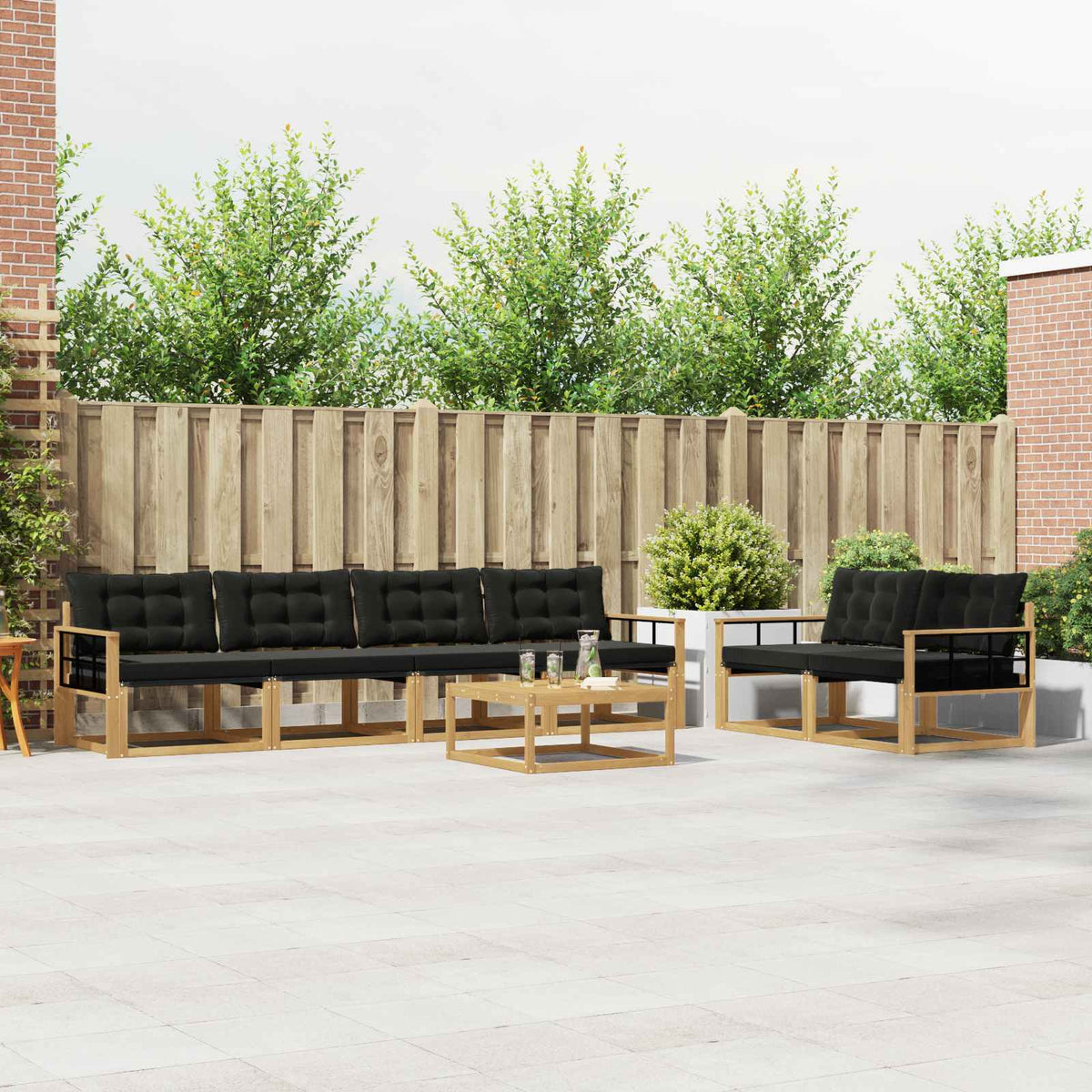 Set vanjskih sofa 7 kom. Bijela i crna