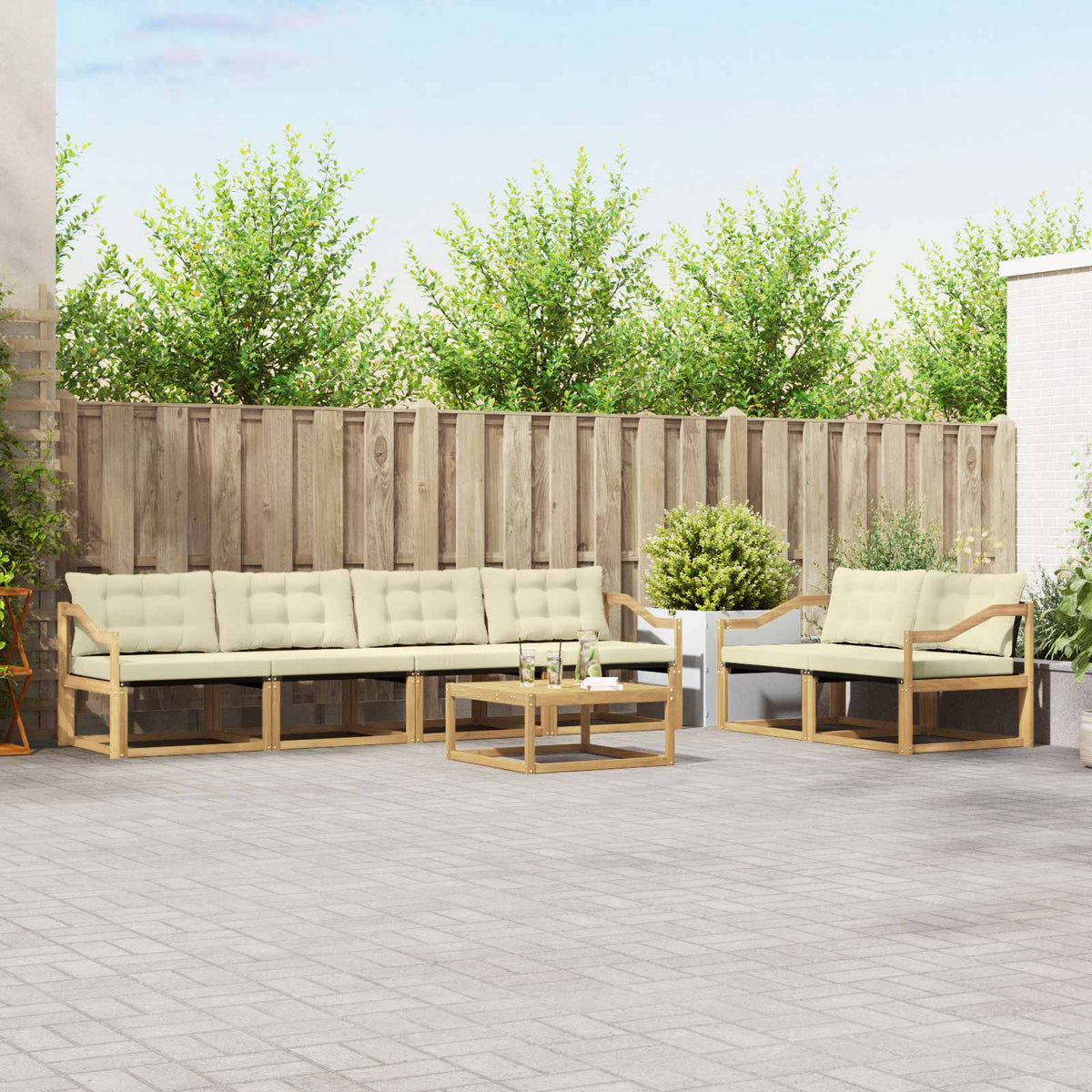 Set vanjskih sofa 7 kom. Bijela i krem