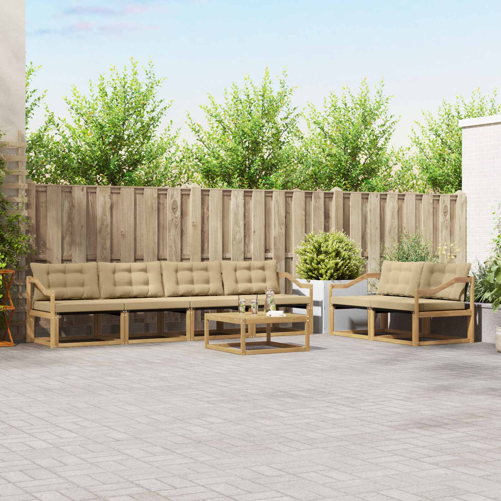 Set vanjskih sofa 7 kom. Bijela i bež