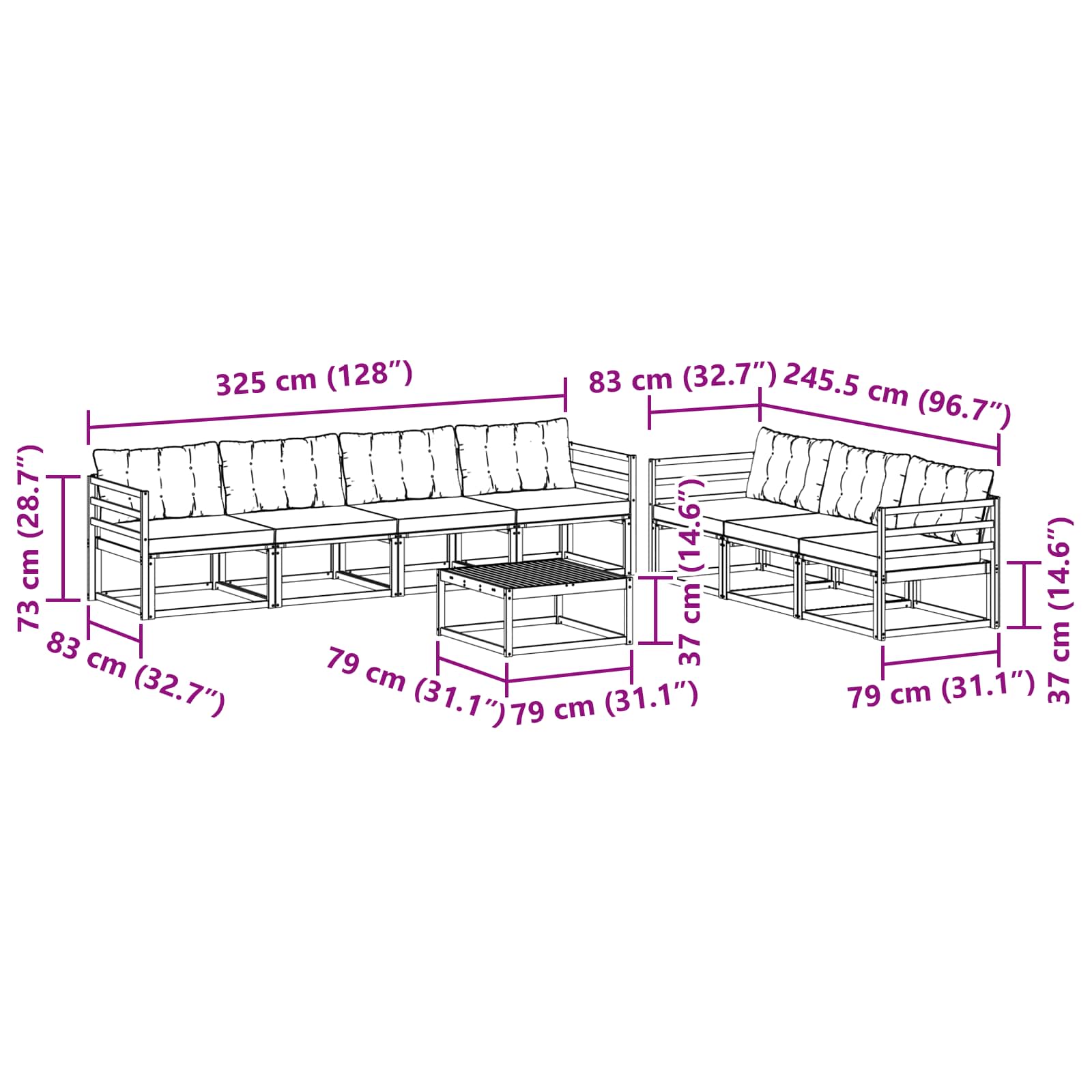 Set vanjskih sofa 8 pcs Bijela i bež