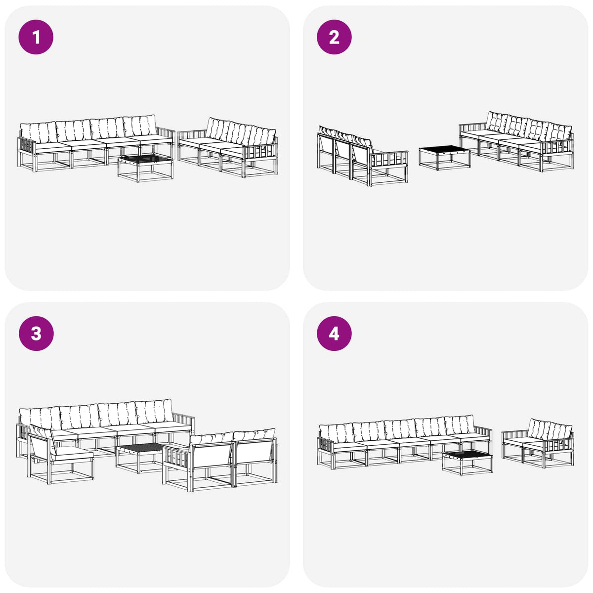 Set vanjskih sofa 8 kom. Bijela i crna