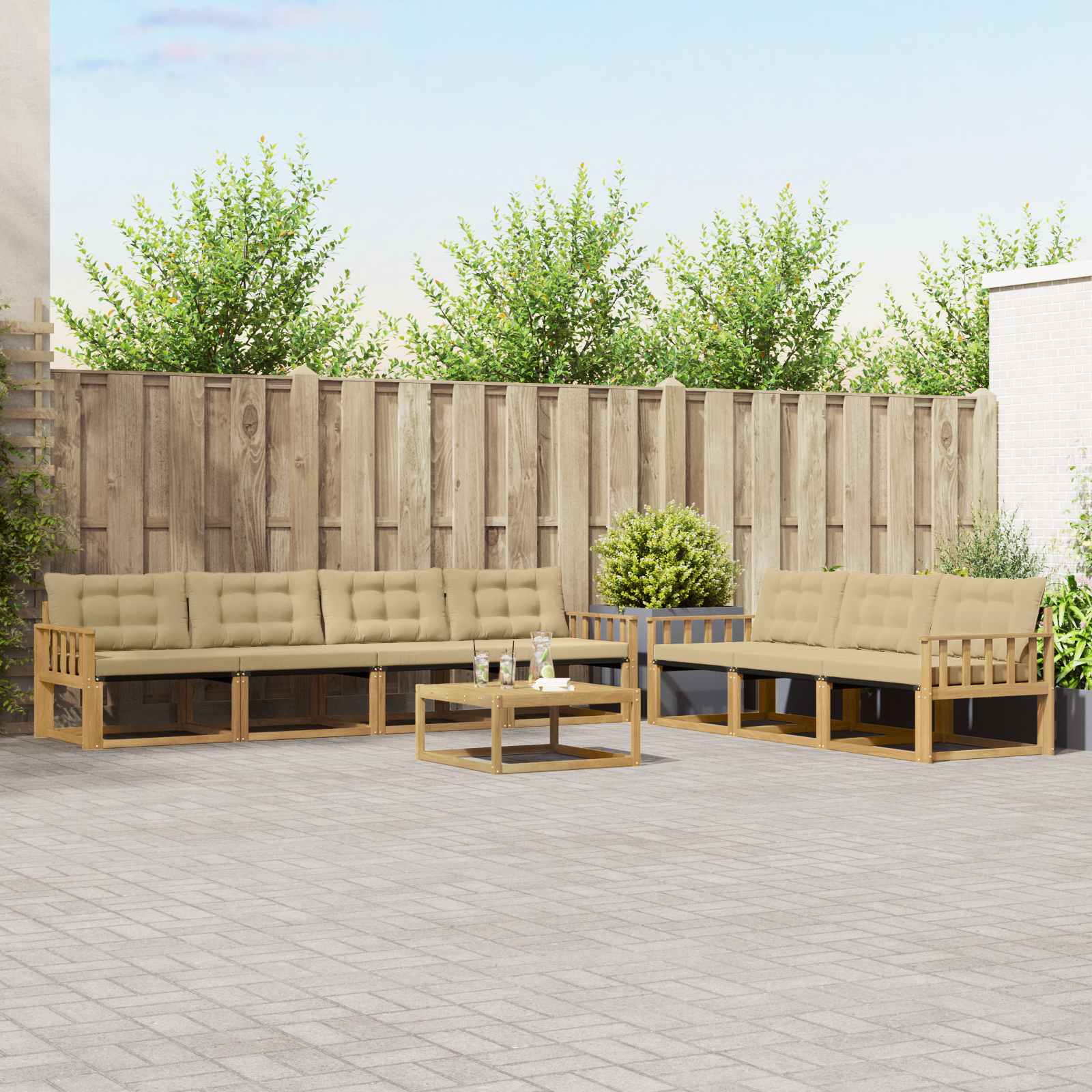 Set vanjskih sofa 8 pcs Bijela i bež