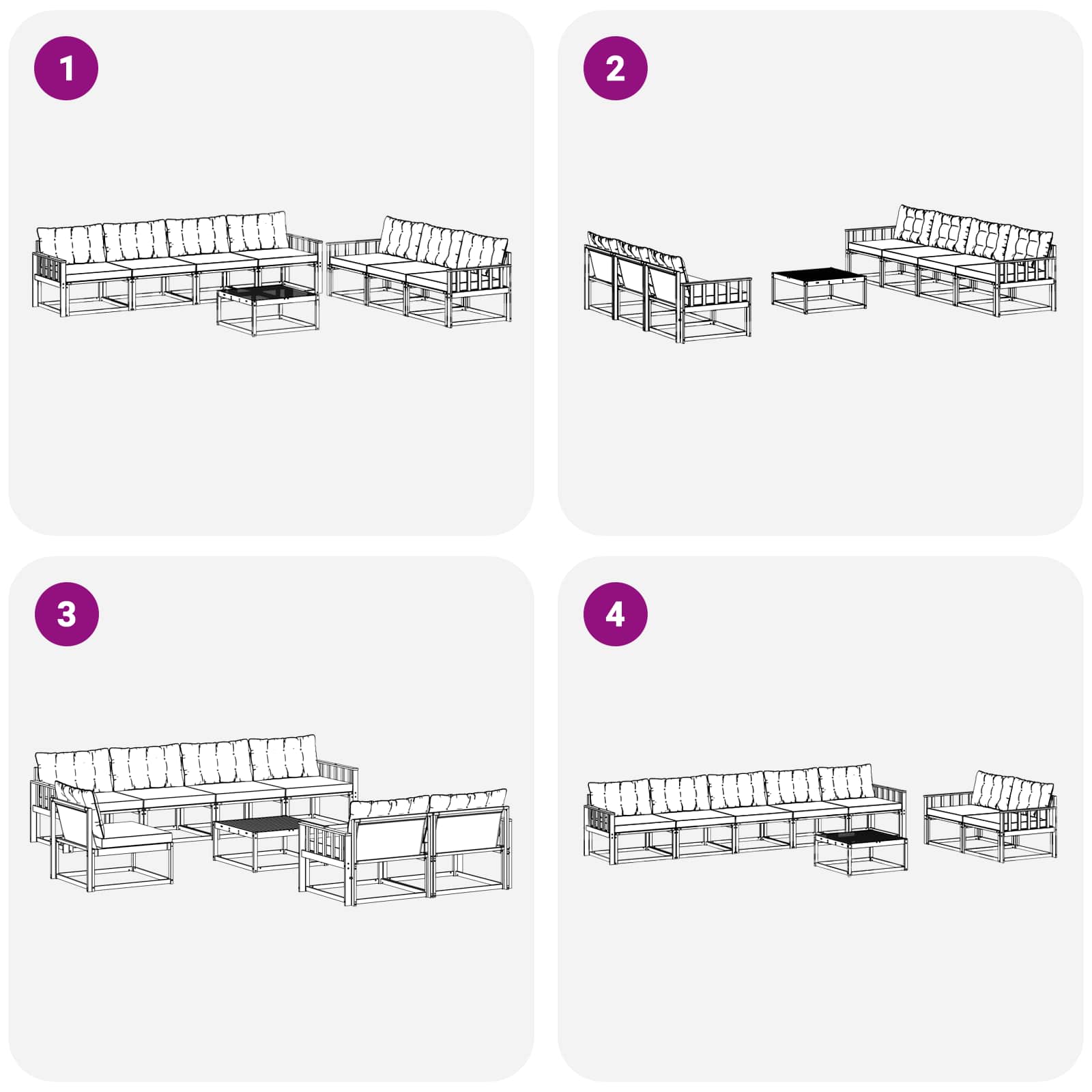 Set vanjskih sofa 8 pcs Bijela i bež