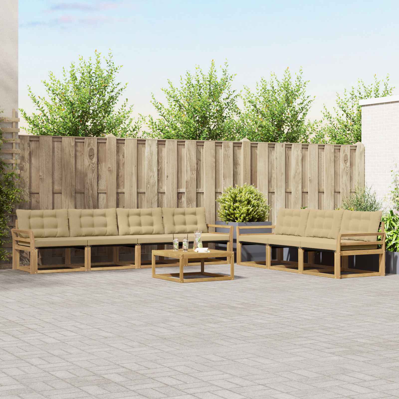 Set vanjskih sofa 8 pcs Bijela i bež