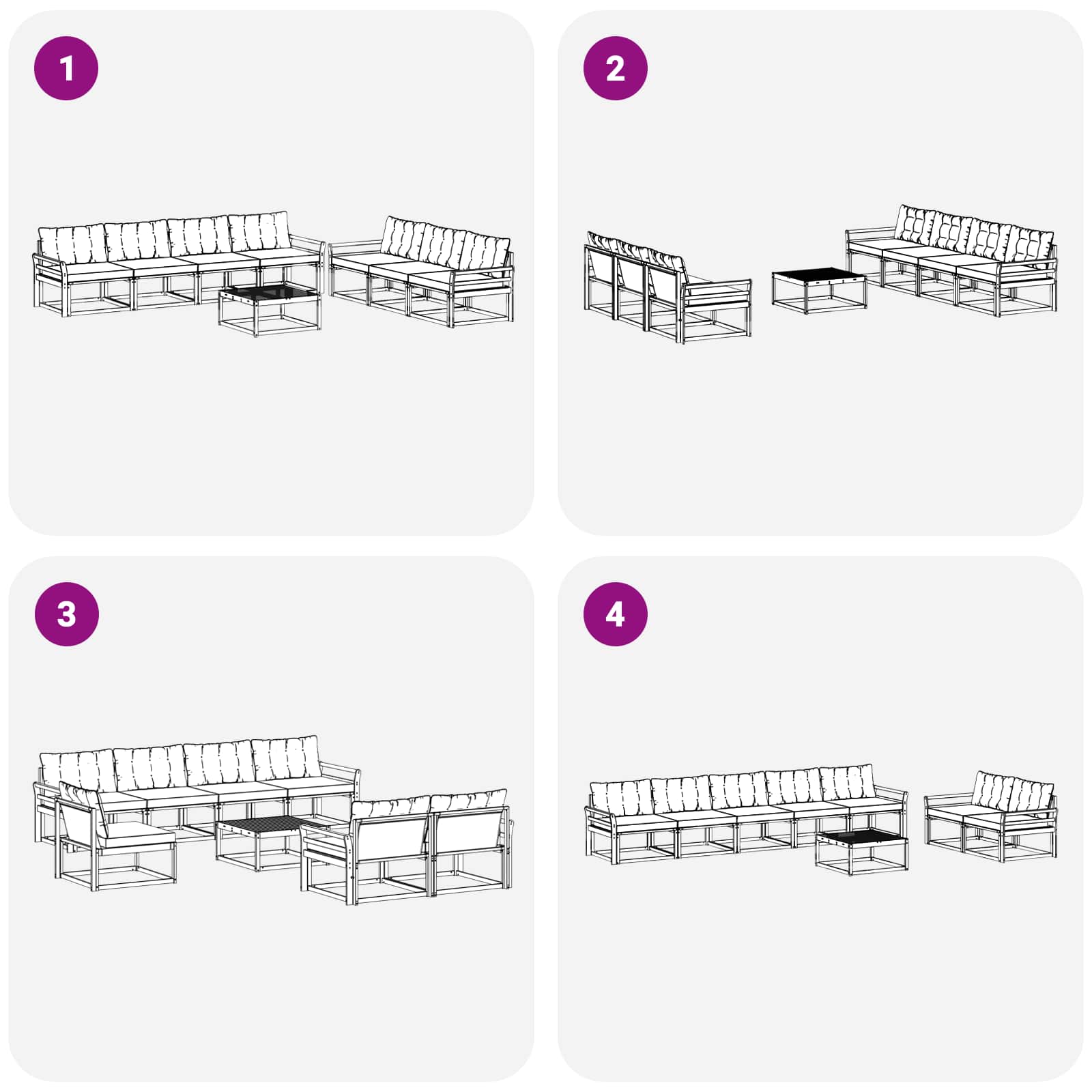 Set vanjskih sofa 8 pcs Bijela i bež