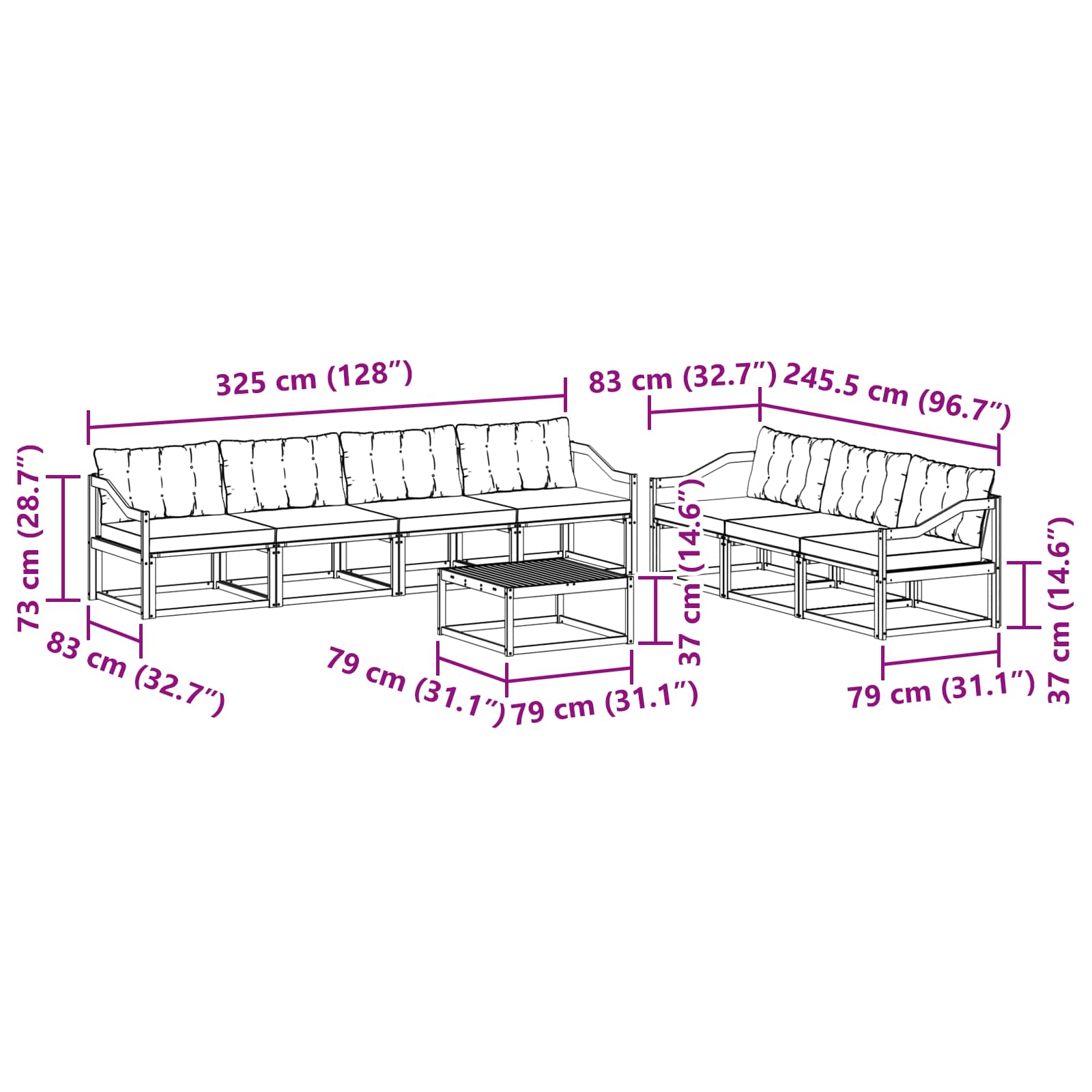Set vanjskih sofa 8 pcs Bijela i bež