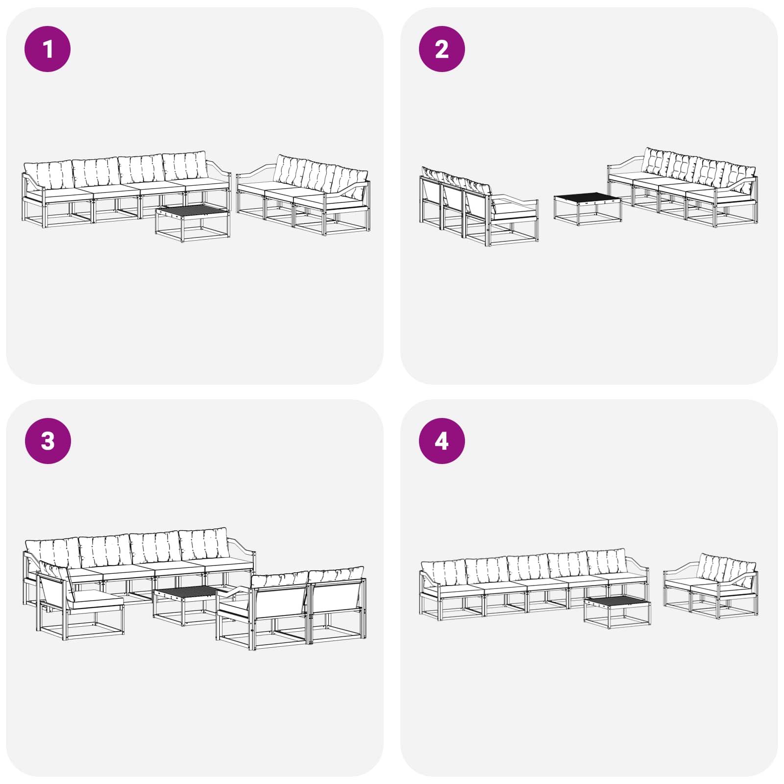 Set vanjskih sofa 8 pcs Bijela i bež