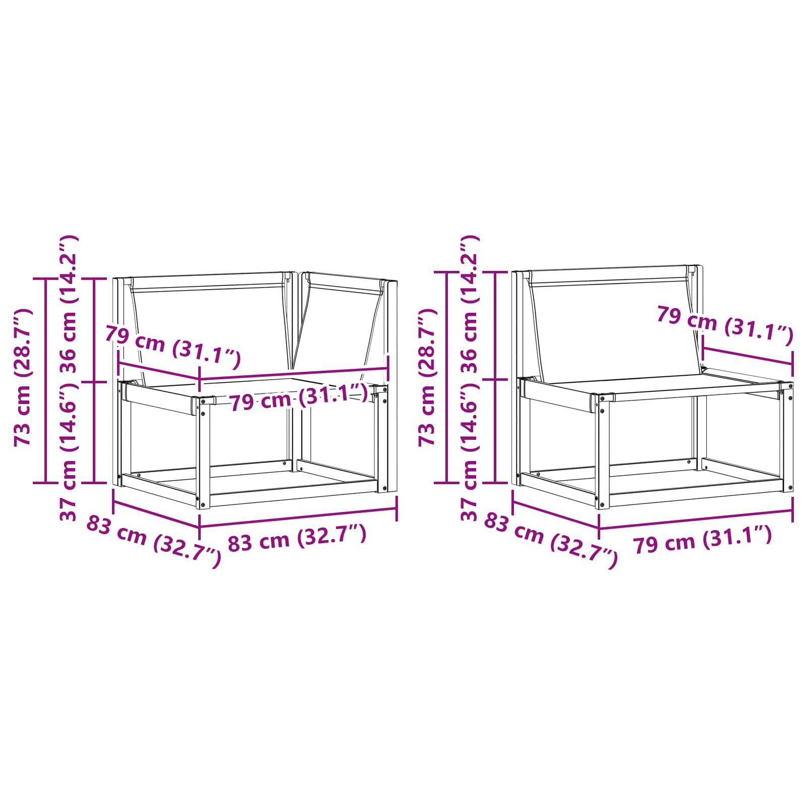 Set vanjskih sofa 8 pcs Bijela i krem 79 x 79 x 37 cm