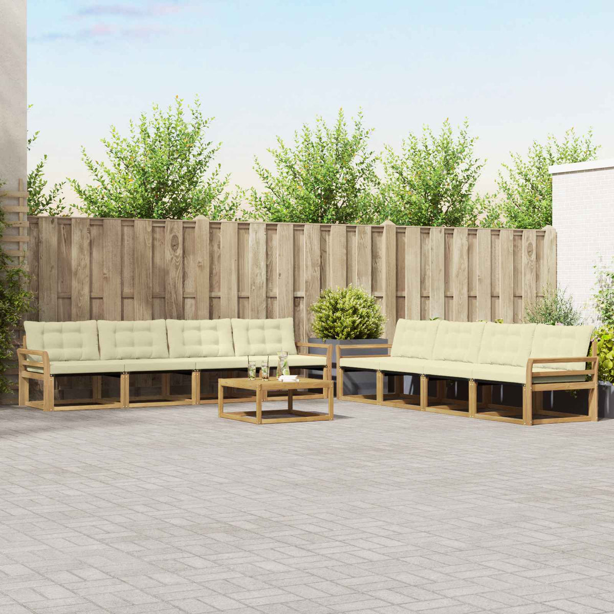 Set vanjskih sofa 9 kom. Bijela i krem